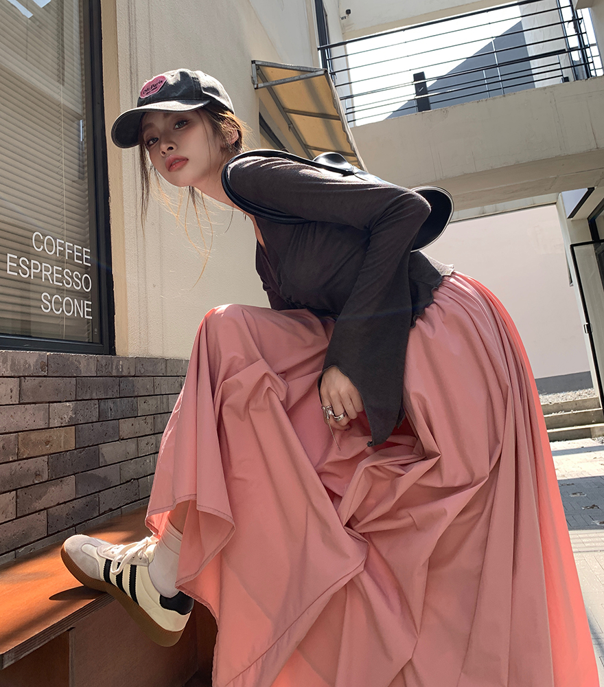 2026 Autumn New Pink Heavy Swing High Waist Long Skirt Women A-Line Floor-Length Umbrella Skirt - Image 2