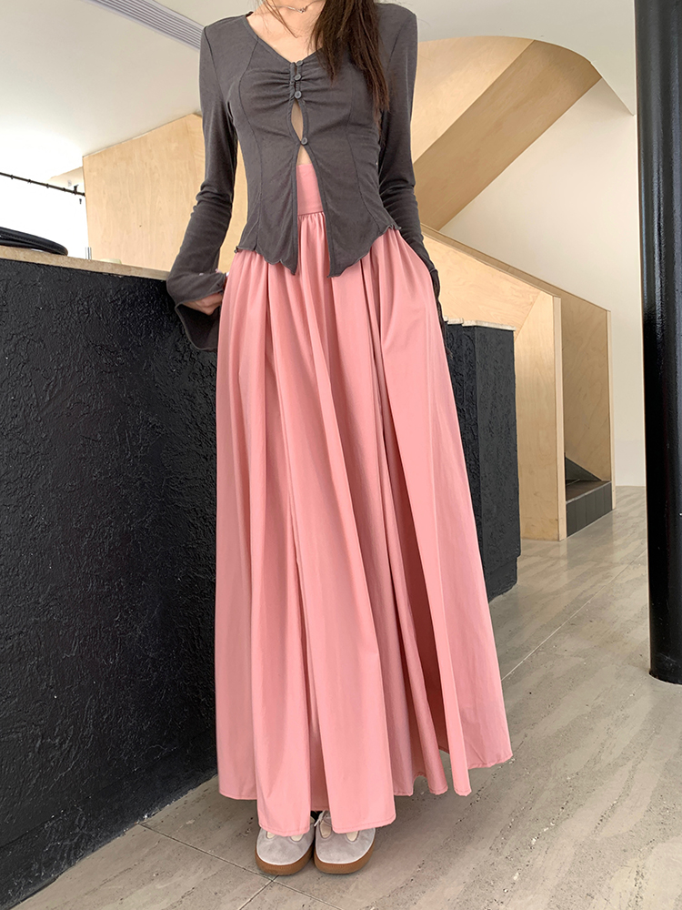 2026 Autumn New Pink Heavy Swing High Waist Long Skirt Women A-Line Floor-Length Umbrella Skirt - Image 4