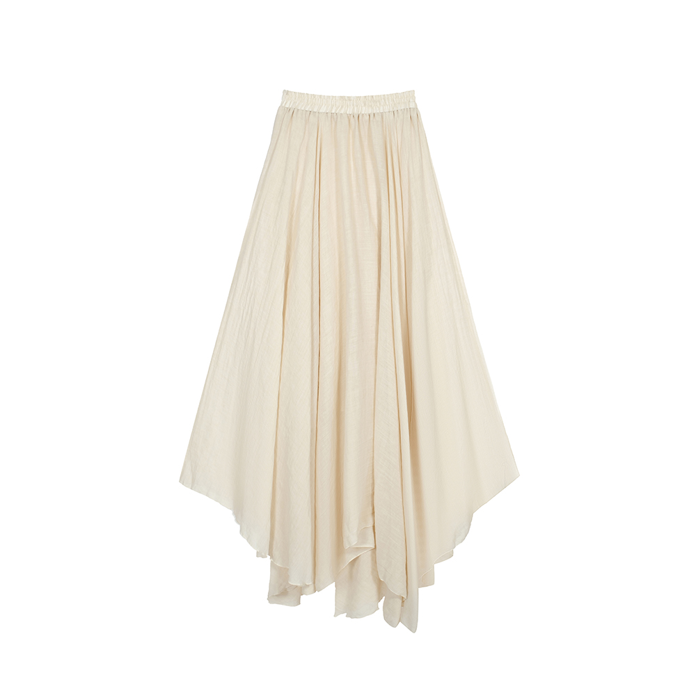 2026 Autumn New Design Irregular Cotton Linen High Waist A-Line Long Skirt for Women - Image 5