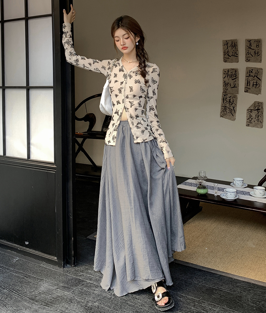 2026 Autumn New Design Irregular Cotton Linen High Waist A-Line Long Skirt for Women - Image 2