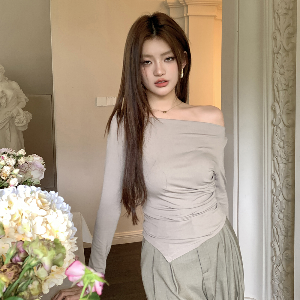 2026 Autumn New One-Shoulder Design Slim Fit Long Sleeve T-Shirt for Women - Image 3