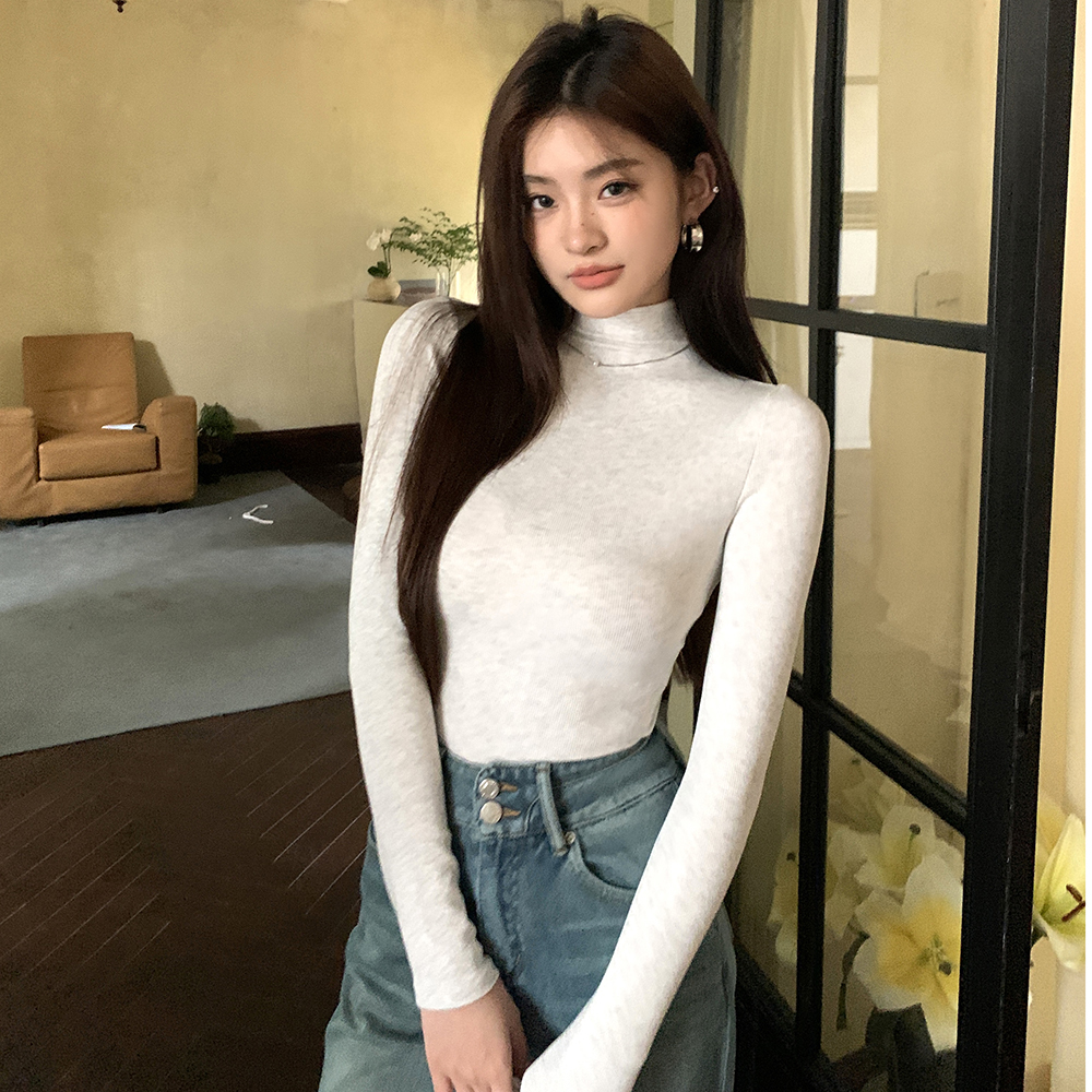 2026 Fall New High Neck Slim Long Sleeve Turtleneck Top for Women - Image 3