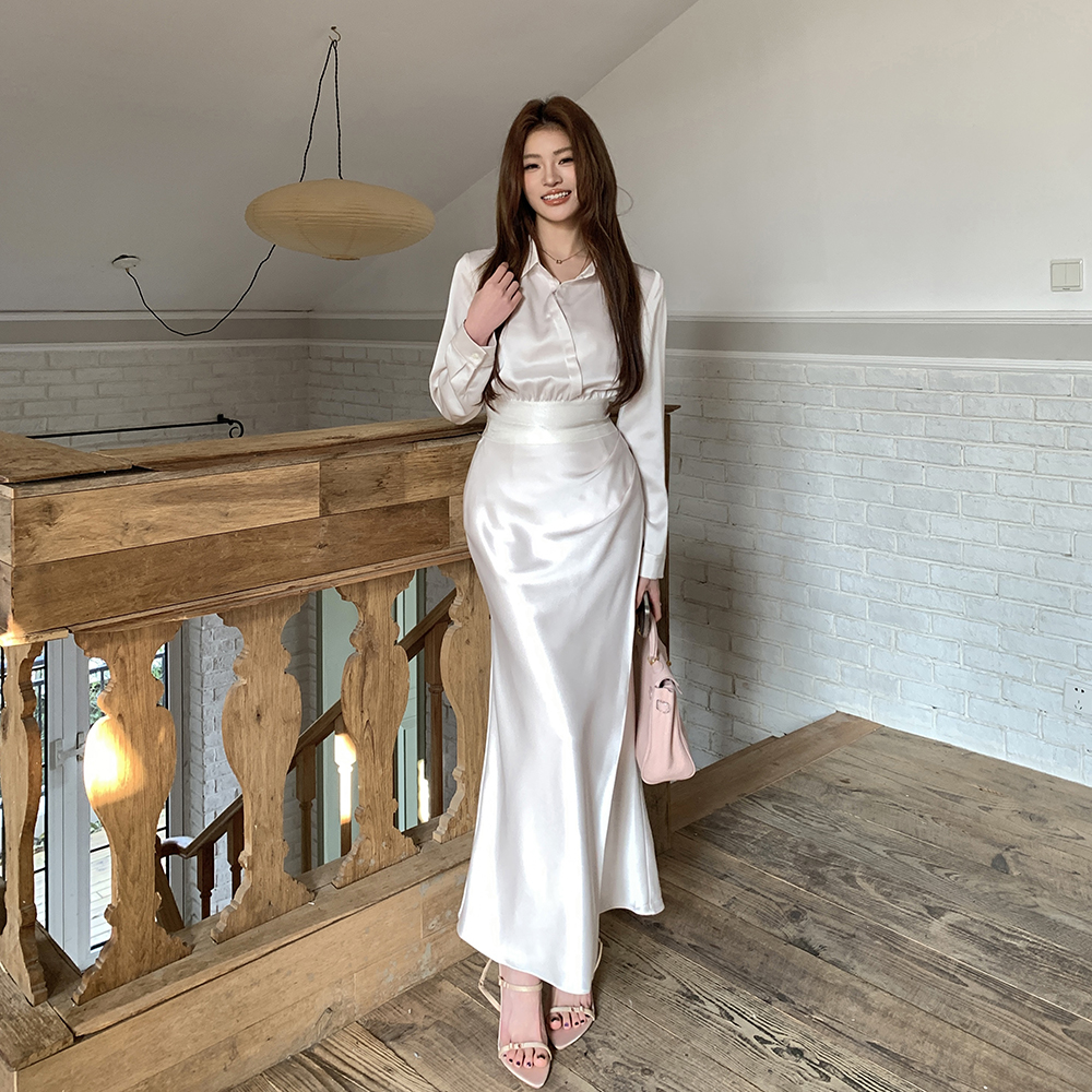 2026 Autumn New Arrival High Waist Fishtail Skirt with Pleated Waist Design for Women Slim Fit Bodycon Midi Skirt - Image 4