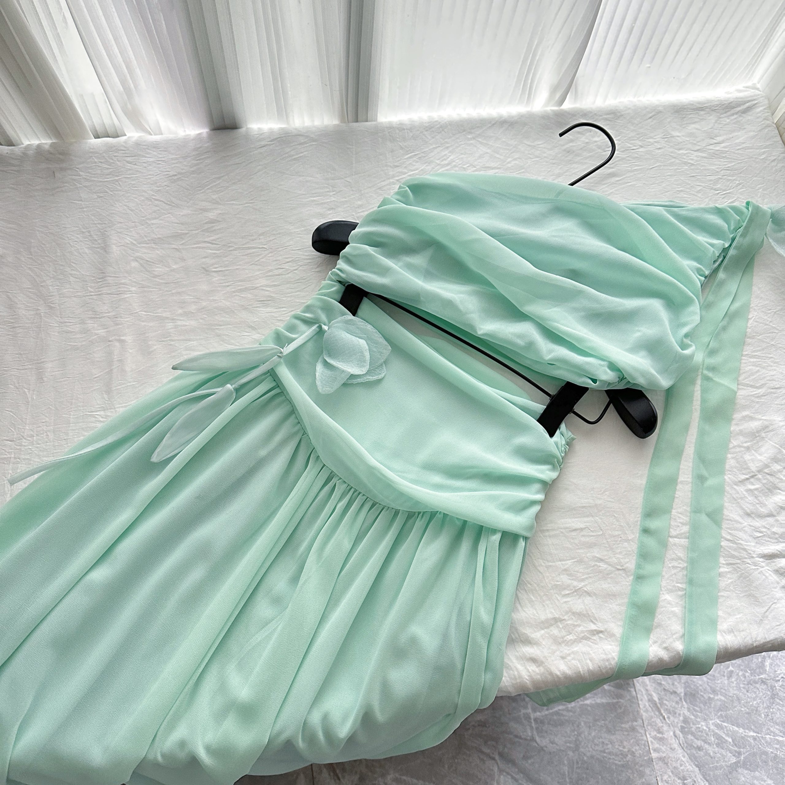 Pink PINK | "Silk Vine Tall Tree" Design One-Shoulder Sheer Mesh Fitted Long Dress - Image 5
