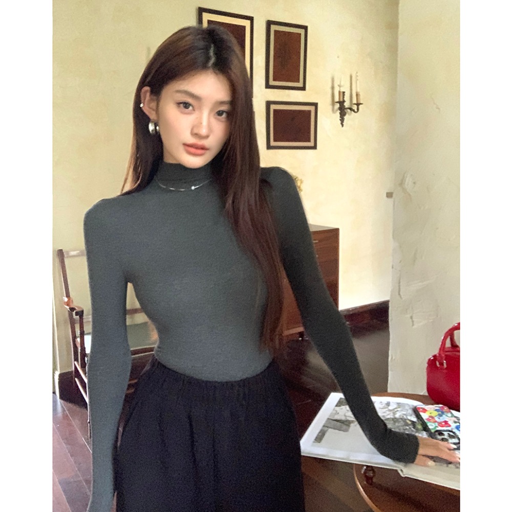 2026 Fall New High Neck Slim Long Sleeve Turtleneck Top for Women - Image 2
