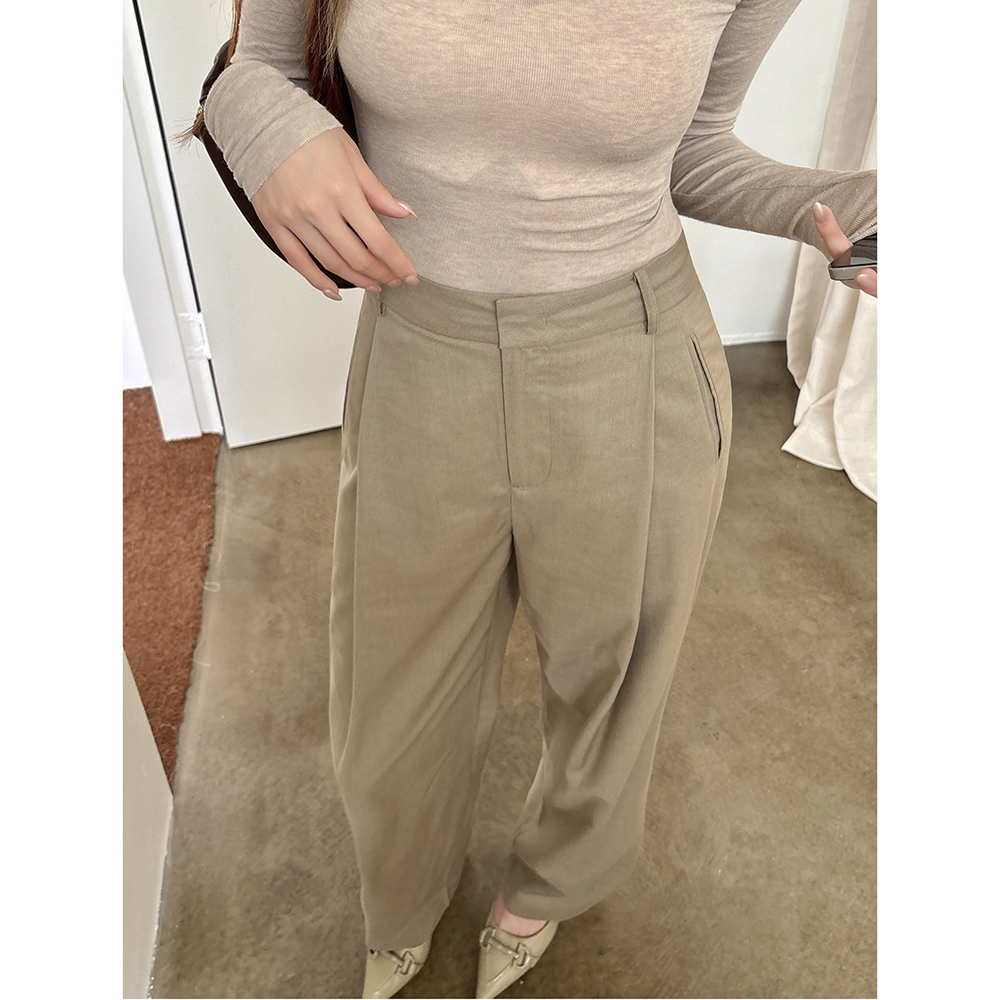 2026 Fall New Khaki High Waist Wide Leg Pants for Women Casual Trousers - Image 2