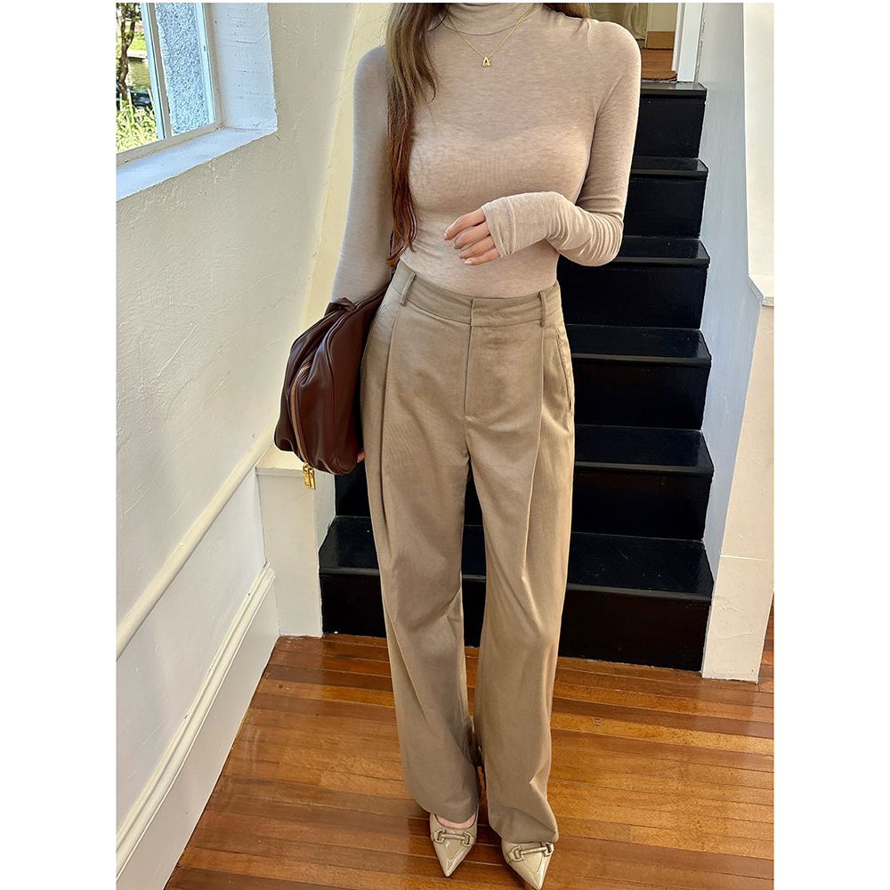 2026 Fall New Khaki High Waist Wide Leg Pants for Women Casual Trousers - Image 4