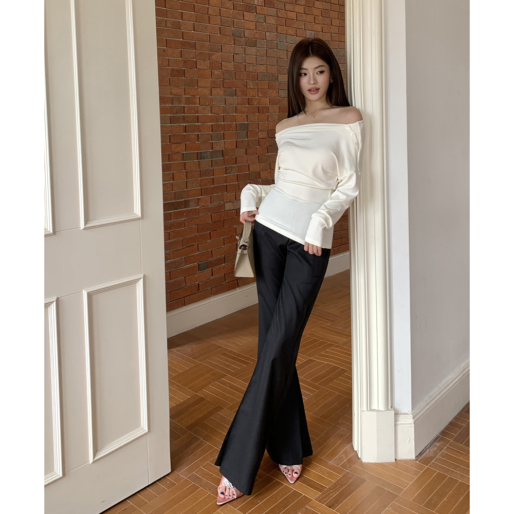 2026 Fall New Design Black High Waist Flared Trousers Women's Slim Fit Long Pants - Image 2
