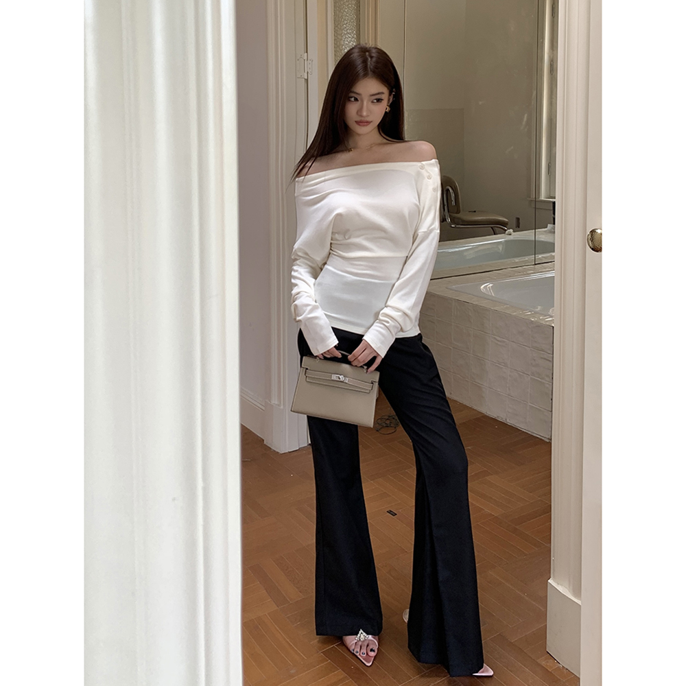 2026 Fall New Design Black High Waist Flared Trousers Women's Slim Fit Long Pants - Image 4