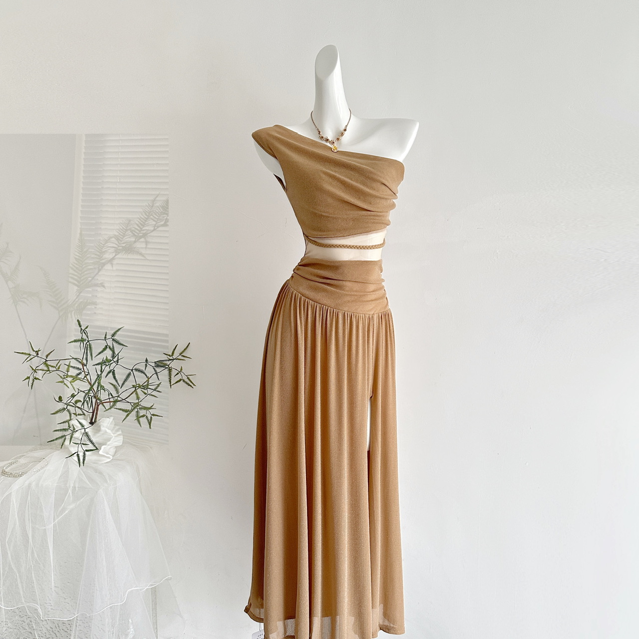 Sun Yaqiao Summer Sleeveless Lace Trim Dress Elegant Long Dress - Image 2