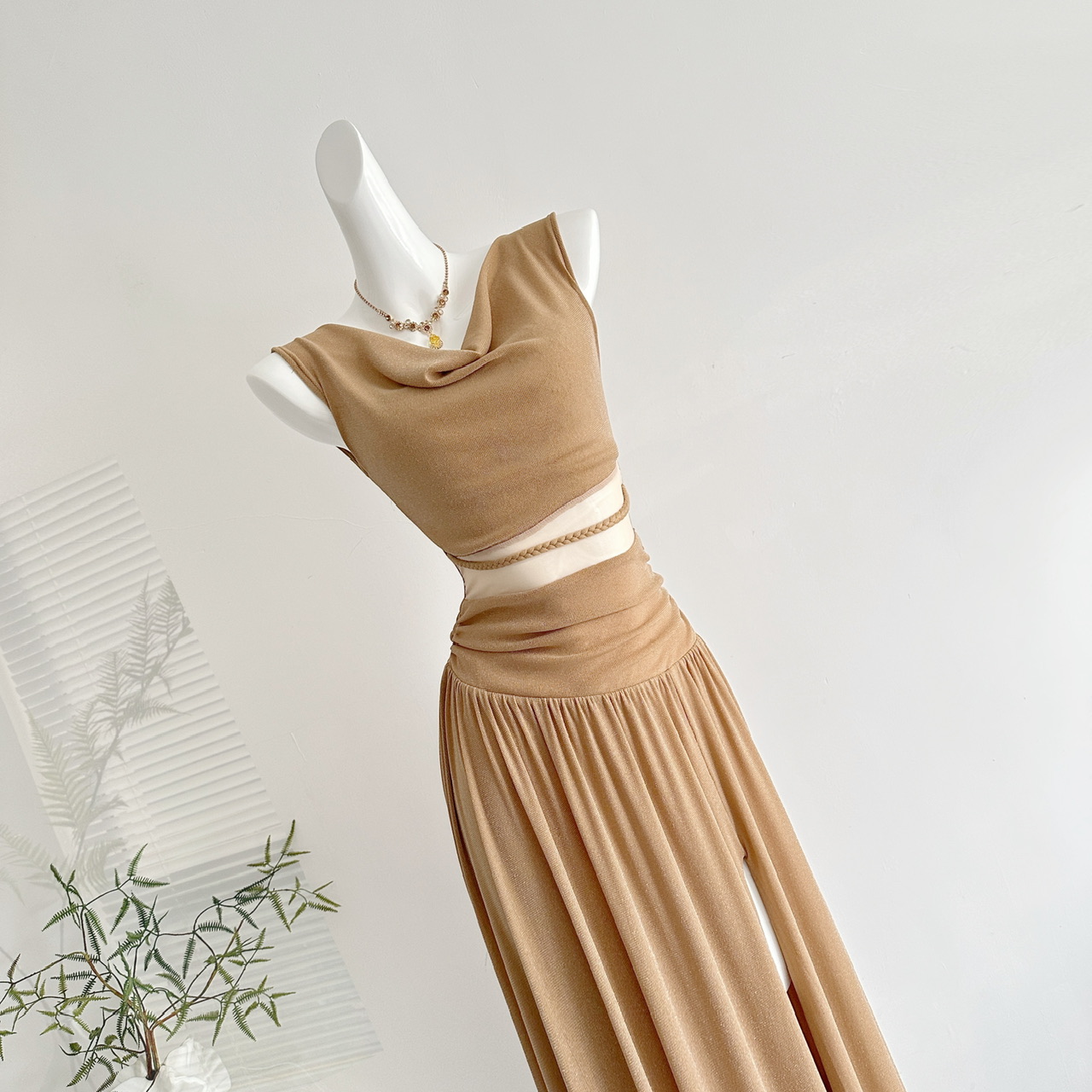 Sun Yaqiao Summer Sleeveless Lace Trim Dress Elegant Long Dress - Image 3