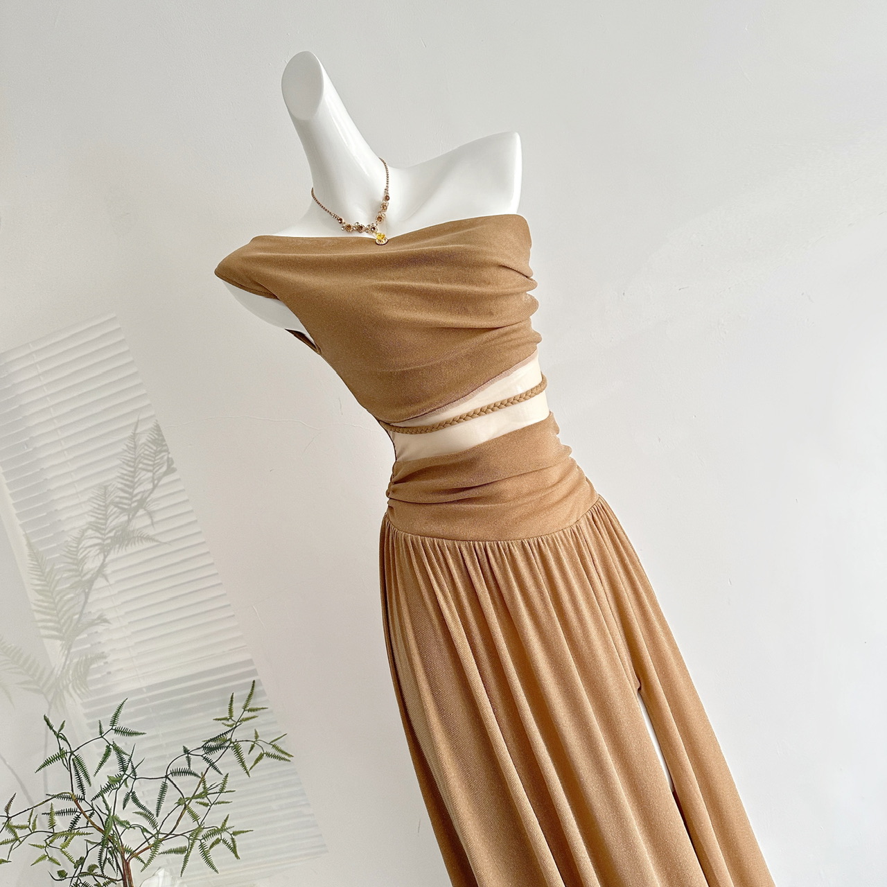 Sun Yaqiao Summer Sleeveless Lace Trim Dress Elegant Long Dress - Image 4