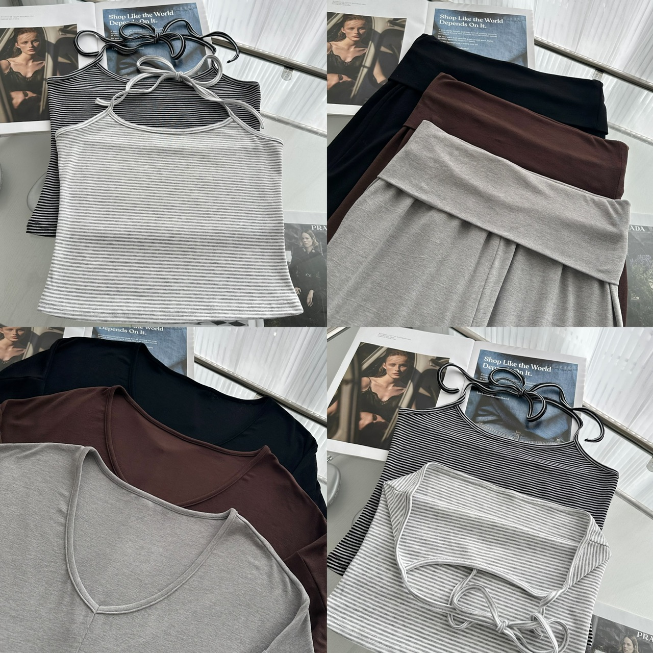 Free Relaxed Walk Series Reversible V-Neck Long Sleeve Cover-Up / Vest / Lantern Pants Casual Suit Set - Image 5
